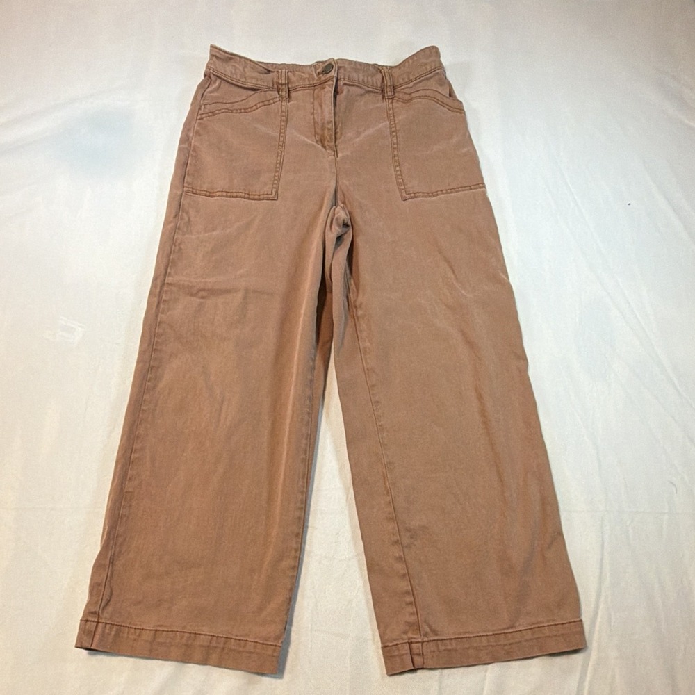 Joie Copper Twill Stretch Wide Leg Pants Womens 8 Relaxed Mid Rise CA28782